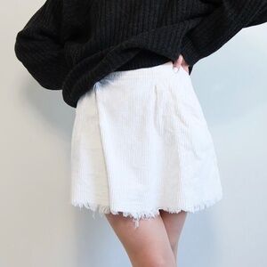 Distressed ✵☽Free People☾✵ White Vintage Frayed Corduroy Mini Skirt | Small · 4